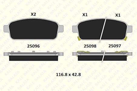 Opel Arka Fren Balatası Astra J Cruze Mokka - Kale B 25096 162 05 Ans