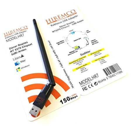 Hiremco 5370 USB WiFi Anten - 5dbi Antenli Kargo Ücretsiz