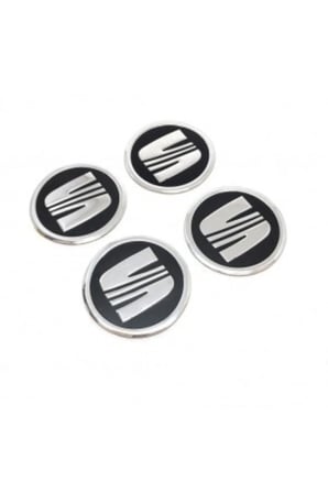 Seat Alüminyum Yapıştırma Jant Göbeği Siyah 4 Lü 60mm Seateski