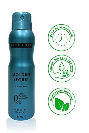 Free Love Golden Antiperspirant Ter Önleyici Leke Yapmayan Kadın Sprey Deodorant 150 ml