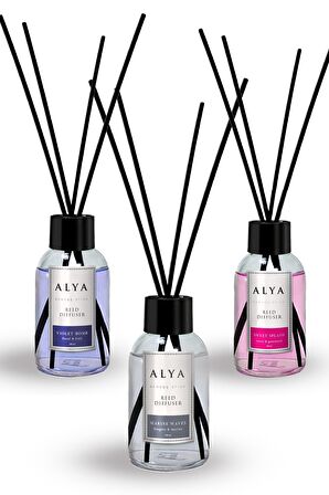 Alya Bambu Çubuklu Oda Kokusu Wave Marine ve Sweet Splash ve Violet Bomb 100 ml x 3 Adet