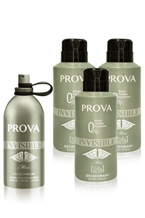 Prova Invisible EDP Erkek Parfüm 120 ml ve Deodorant 150 ml 3 Adet