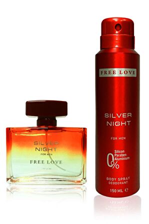 Free Love Silver Night EDP Erkek Parfüm 100 ml ve Deodorant 150 ml