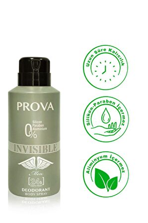 Prova Invisible Pudrasız Leke Yapmayan Erkek Sprey Deodorant 150 ml