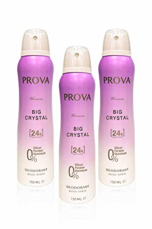 Prova Crystal Antiperspirant Ter Önleyici Leke Yapmayan Kadın Sprey Deodorant 150 ml x 3