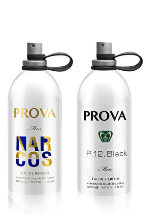 Prova Narcos ve P.12 Black  EDP Erkek Parfüm Seti  x2  120 ml 