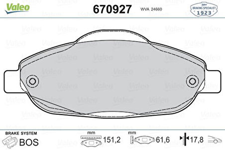 Psa On Fren Balatası (tk) 308 1,4 Vti / 1,6 Hdi / 1,6 Thp / 1,6 Vti / 2,0 Hdi 07 - Valeo 670927