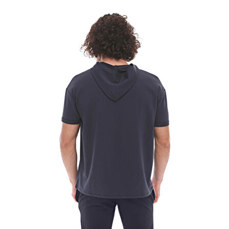 Raru Pamuklu Kapüşonlu Kısa Kollu Sweatshirt OCULUS LACİVERT