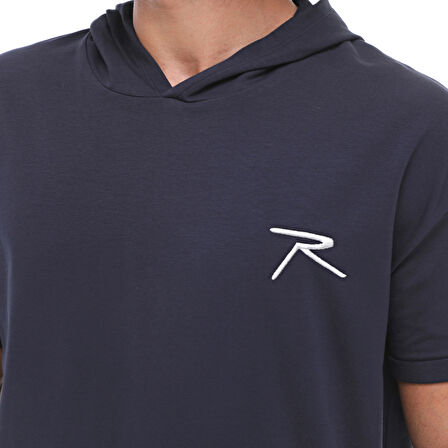 Raru Pamuklu Kapüşonlu Kısa Kollu Sweatshirt OCULUS LACİVERT