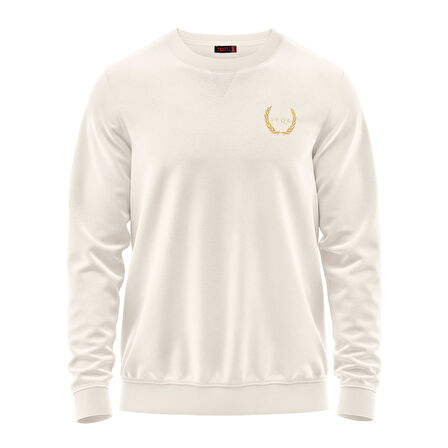 SPQR Pamuklu Bisiklet Yaka Basic Sweatshirt SATURN EKRU