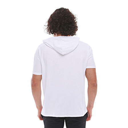 SPQR Pamuklu Kapüşonlu Kısa Kollu Sweatshirt NEPTUNE BEYAZ