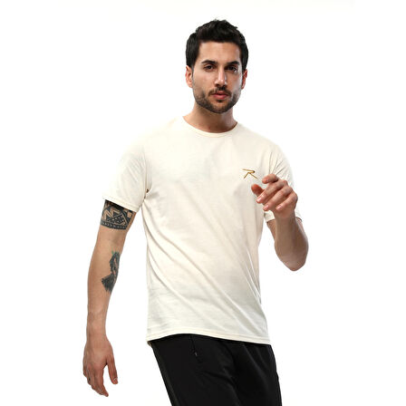 Raru Erkek %100 Pamuk T-Shirt AGNITIO EKRU