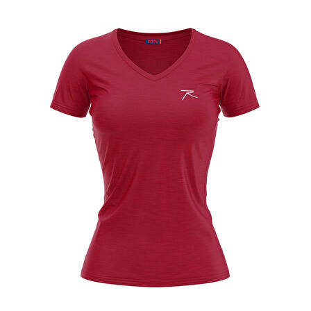 Raru Kadın %100 Pamuk T-Shirt MULIER BORDO MELANJ