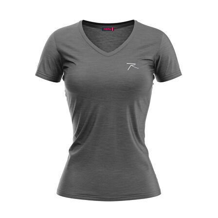 Raru Kadın %100 Pamuk T-Shirt MULIER ANTRASİT MELANJ
