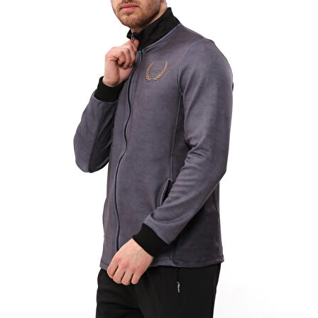 SPQR Baskılı Fermuarlı Sweatshirt MEDUSA GRİ