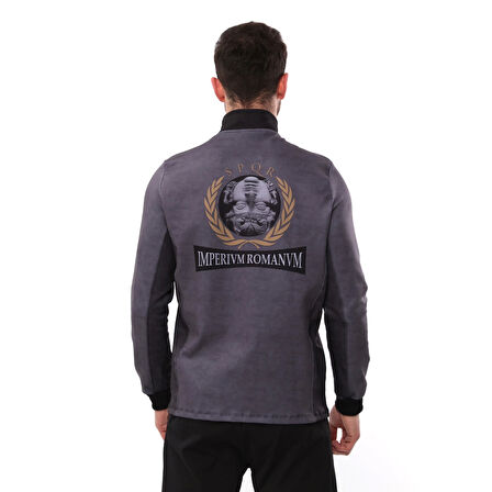 SPQR Baskılı Fermuarlı Sweatshirt MEDUSA GRİ