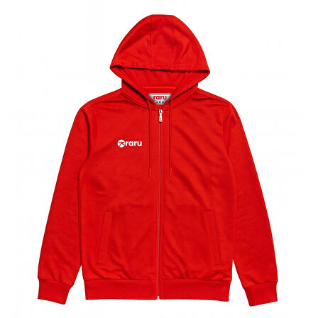 Kapüşonlu Tam Fermuarlı Sweatshirt LIBERTER KIRMIZI