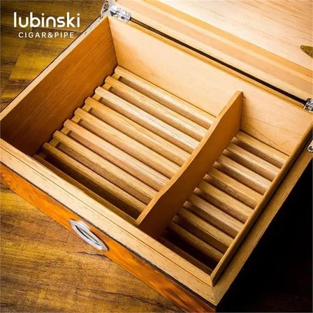 Lubinski Masif Sedir Camlı Humidor Puro Kutusu 50s LB-011