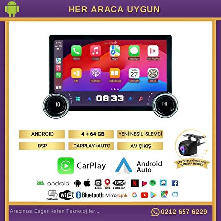 Kia Sorento DUAL KNOB 10" 2002-2011 Model 4GB + 64GB Android 13 Kablosuz Carplay Navigasyon Multimed