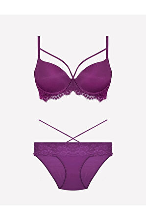 Kadın Desteksiz Ipli Sütyen Külot Takım 4618 - Bordo