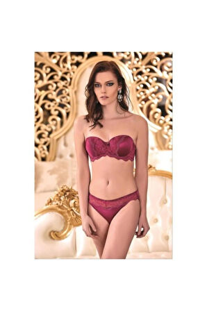 Kadın Siyah Desteksiz Straplez Sütyen Takım 4228