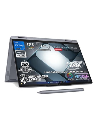Lenovo Thinkbook 14 2-In-1 G5 Iau Intel Core Ultra 7 255U 40-GBDDR5  256 GB SSD  14" Wuxga (1920X1200) IPS Panel Dokunmatik Windows 11 Home 21SQ003BTXAT62