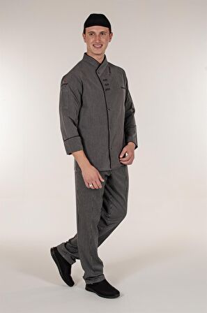 Siyah Çizgili Erkek Aşçı Şef Pantolon