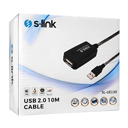 SL-UE130 Şeffaf USB 2.0 Uzatma Kablosu 10MT