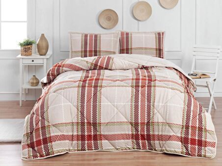 Merinos Comforter Seti Çift Kişilik Yorgan 3 Parça Anna Yeşil