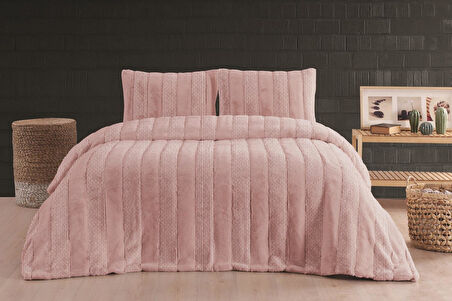Merinos Luxe 3 Parça Çift Kişilik Yatak Örtüsü Seti Kutulu 230x250 Petek Pudra