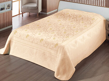 Merinos Pırıltı Embos Vizon Battaniye 220X240 Kutulu Bej-Gold
