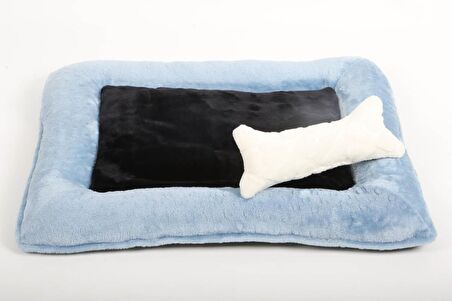 Cookie Pet Yıkanabilir Dolgulu Köpek Kedi Minderi Mavi Siyah