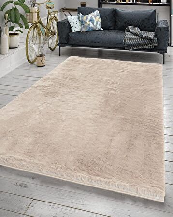 Jassrug Fuzzy Kürk Halı 120x180 Bej