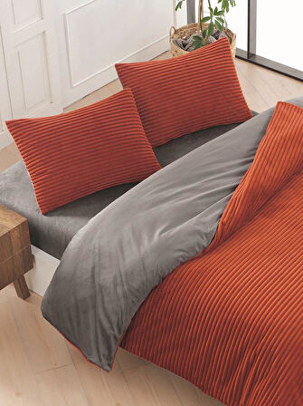 Merinos Eternity Fitilli 4 Parça Çift Kişilik Nevresim Takımı 200x220 Kiremit