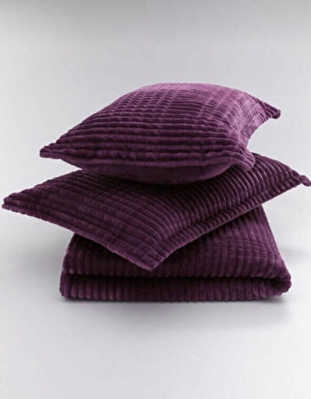 Merinos Modern Line 3 Parça Çift Kişilik Battaniye Seti Kutulu 220x240 Mürdüm