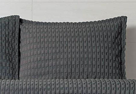 Merinos Modern Twist 3 Parça Çift Kişilik Battaniye Seti Kutulu 220x240 Koyu Gri