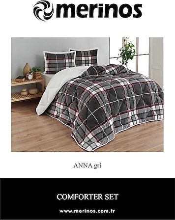 MERİNOS COMFORTER SET TEK KİŞİLİK ANNA GRİ