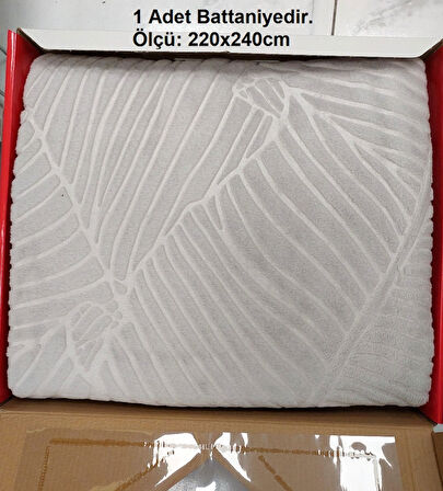 Padişah Embos Kutulu Çift Kişilik Vizon Battaniye (220x240)-Gri