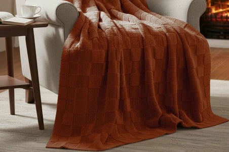 Merinos Fiona Stonecube Soft Battaniye 150X220 Kiremit