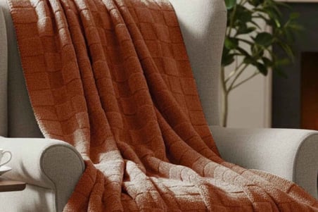 Merinos Fiona Stonecube Soft Battaniye 150X220 Kiremit