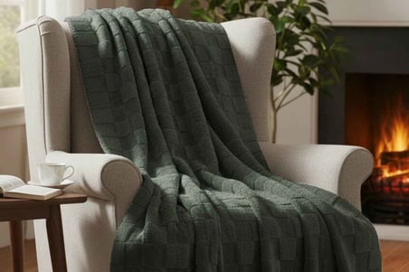 Merinos Fiona Stoncube Soft Battaniye 150X220 Haki
