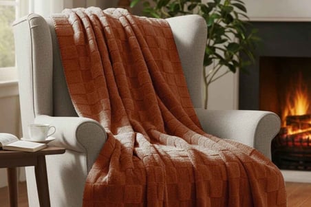Merinos Fiona Stonecube Soft Battaniye 200X220 Kiremit