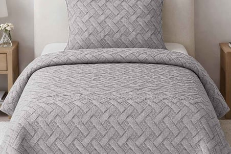 Merinos Elegance Yatak Örtüsü Seti Tek Kişilik Aleda Gri