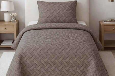 Merinos Elegance Yatak Örtüsü Seti Tek Kişilik Aleda Vizon