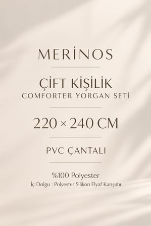 Merinos Çift Kişilik Comforter Yorgan Seti | 220x240 cm | Yumuşak Dokulu | Şık ve Konforlu