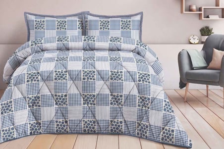 Merinos Comforter Yorgan Seti 220X240 Parla Mavi