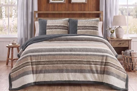 Merinos Loft 3 Parça Battaniye Seti Mozel Gri