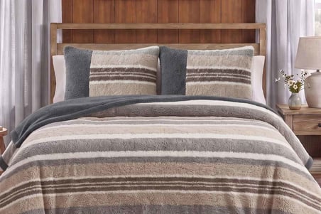 Merinos Loft 3 Parça Battaniye Seti Mozel Gri