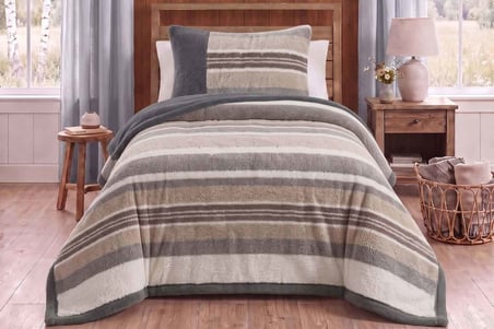 Merinos Loft 2 Parça Battaniye Seti Mozel Gri