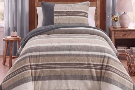 Merinos Loft 2 Parça Battaniye Seti Mozel Gri